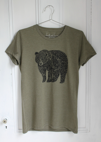 Mens T Shirt - Organic Bear Tee Tri-Blend Hand Screen Print Men's T-Shirts Graphic T-Shirt Dad Papa