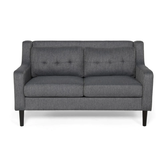Best Selling Home Decor Galen Modern Charcoal and Dark Brown Polyester/Blend Loveseat in Gray | 312359