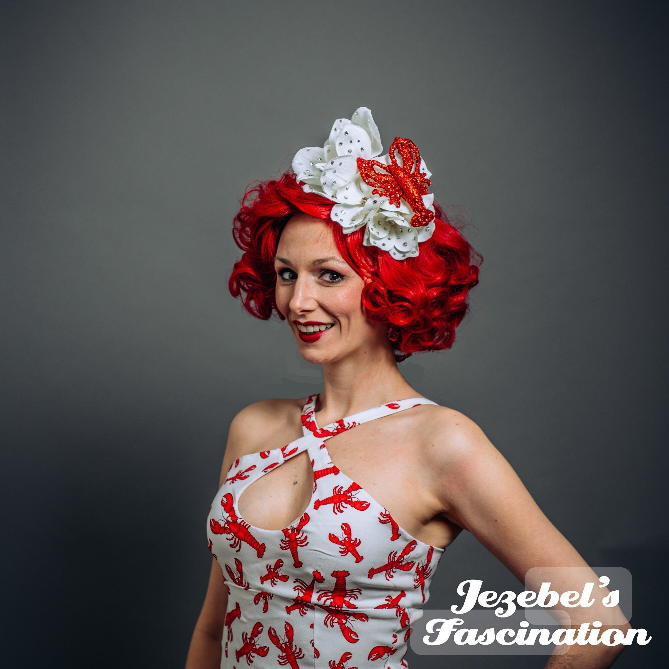 Magnolia Crawfish Lobster Fascinator Cajun Louisiana Festival Hair Flower Boil Floral Dapper Day Novelty Headpiece Maine Seafood Quirky