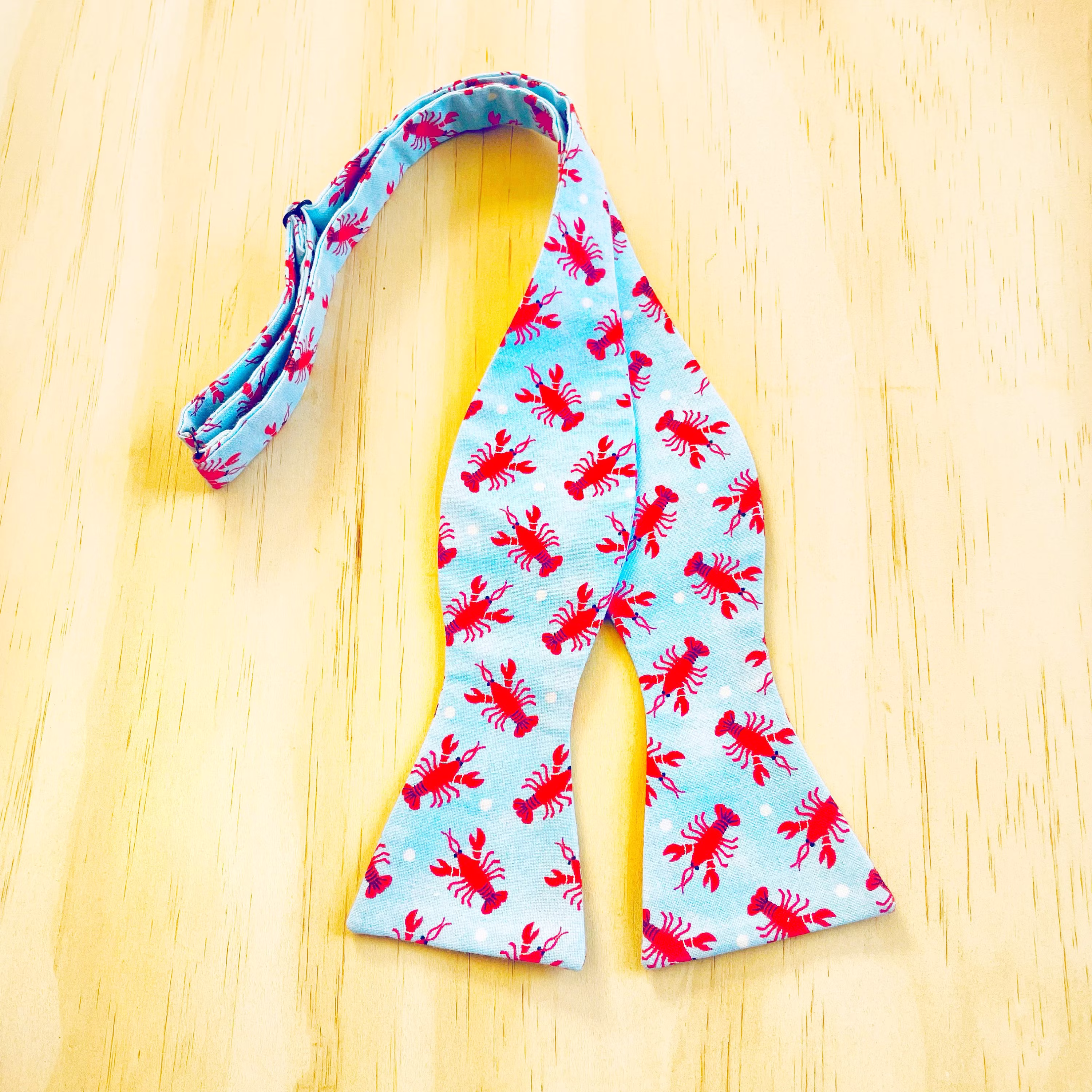 Self Tie Bow Ties Lobster, Mens Cotton Tie, Blue Red Seafood Lovers Gift, Groomsmen Black Owned Shops