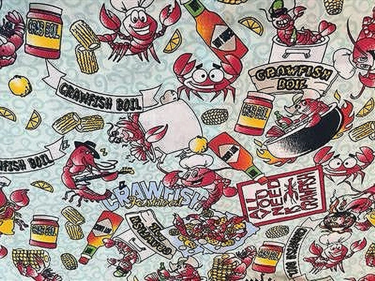 Crawfish Festival Cartoon - Poplin Scrub Cap | Lined