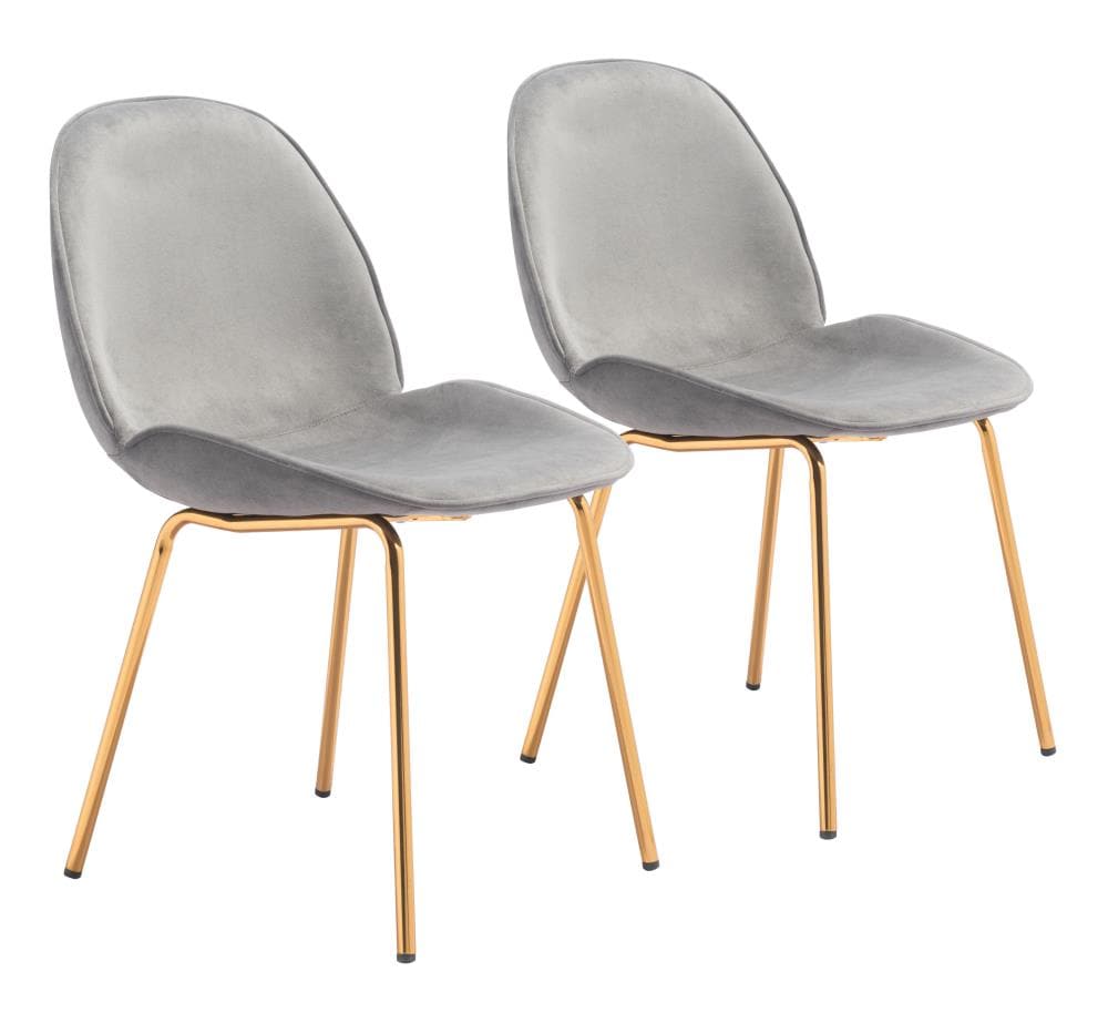 Zuo Modern Set of 2 Siena Contemporary/Modern Polyester/Polyester Blend Upholstered Dining Side Chair (Metal Frame) in Gray | 101220