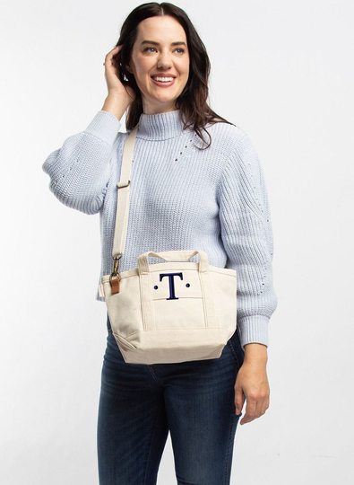 Monogrammed Boat Tote Travel Beach Monogram Canvas Small Purse Bag Cross Body