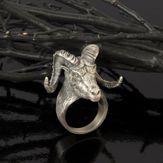 Silver Ram Ring, American Animal Statement Rings, Gift For Men, Signet Ring Man, Aries Meaningful Father's Day Gifts