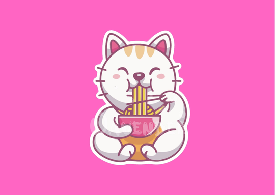 Cat Stickers - Noodle Sticker Ramen Cute Waterproof Vinyl Laptop Notebook