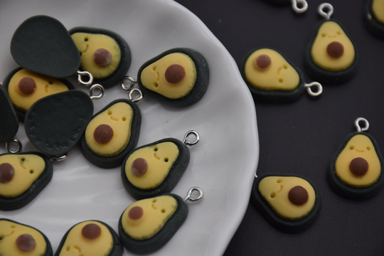 12 Avocado Fruit Resin Slime Charms Pendants Cabochons Ornaments Decoration Embellishment Earring Keychain, Scrapbook Diy Crafts, 24mmx15mm
