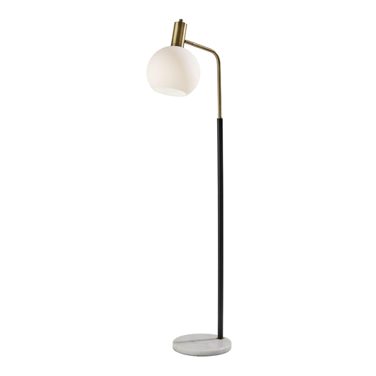 Metal and White Marble Adjustable Dylan Floor Lamp: Black/Metallic by World Market