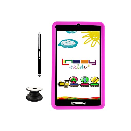 Linsay 7" Tablet with Holder, Pen, and Case, Wi-Fi, 2GB RAM, 32GB (Android), Pink/Black (F7UHDKIDSPINKP)