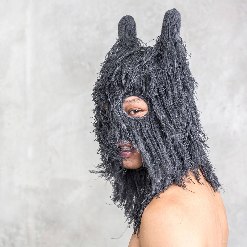 Rambut Balaclava - Furry Snowboard Mask Burning Man Stuffed Ears Blamo Clothing Ski Funny Gift Simple Halloween Costume