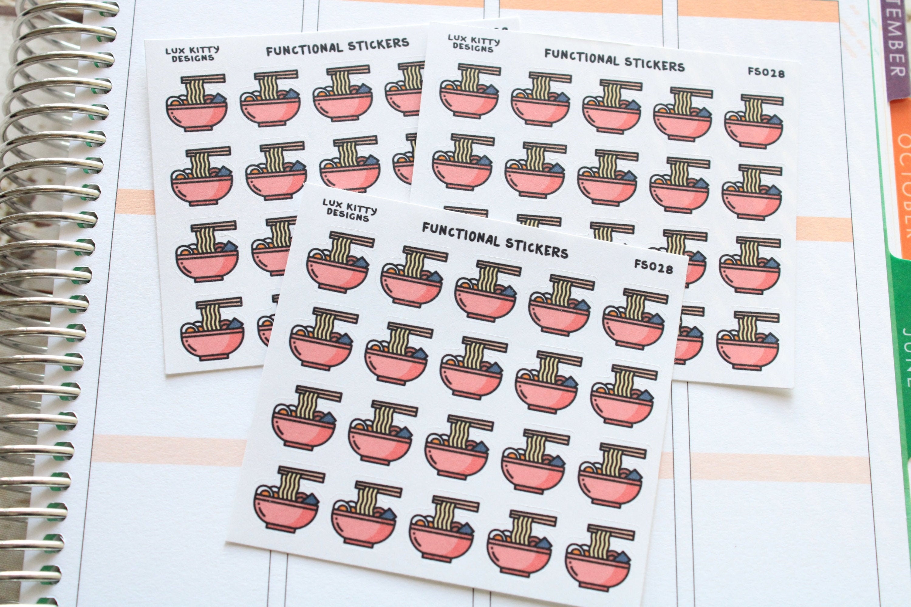 Ramen Stickers, Planner Happy Erin Condren Functional Stickers