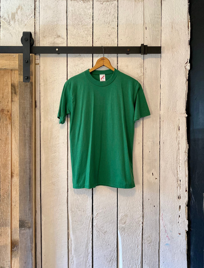 Vintage 90S Deadstock Nos Forest Green Blank 50/50 Tshirt By Jerzees Size M