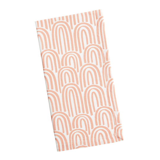 Ivory and Coral Abstract Arch Napkins Set of 4: Orange - Cotton - 20" Square by World Market