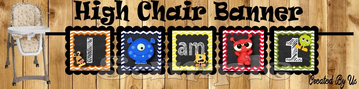 I Am One Birthday Banner Monster Highchair Banner 1st Garland Monster Decoration Chalkboard Sign Chalk Decor Aliens