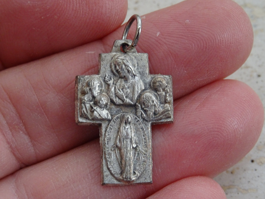 Religious French Catholic Crucifix Medal Charm Medallion Pendant Pectoral Cross Holy Jesus Christ & Virgin Mary. | 17