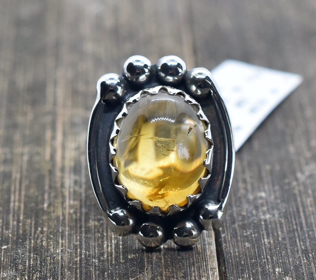 Citrine Ring 7 Us, 925 Sterling Silver, Handmade Ring, Statement Birthstone Fashion Woman Mothers Day Gift #a 26