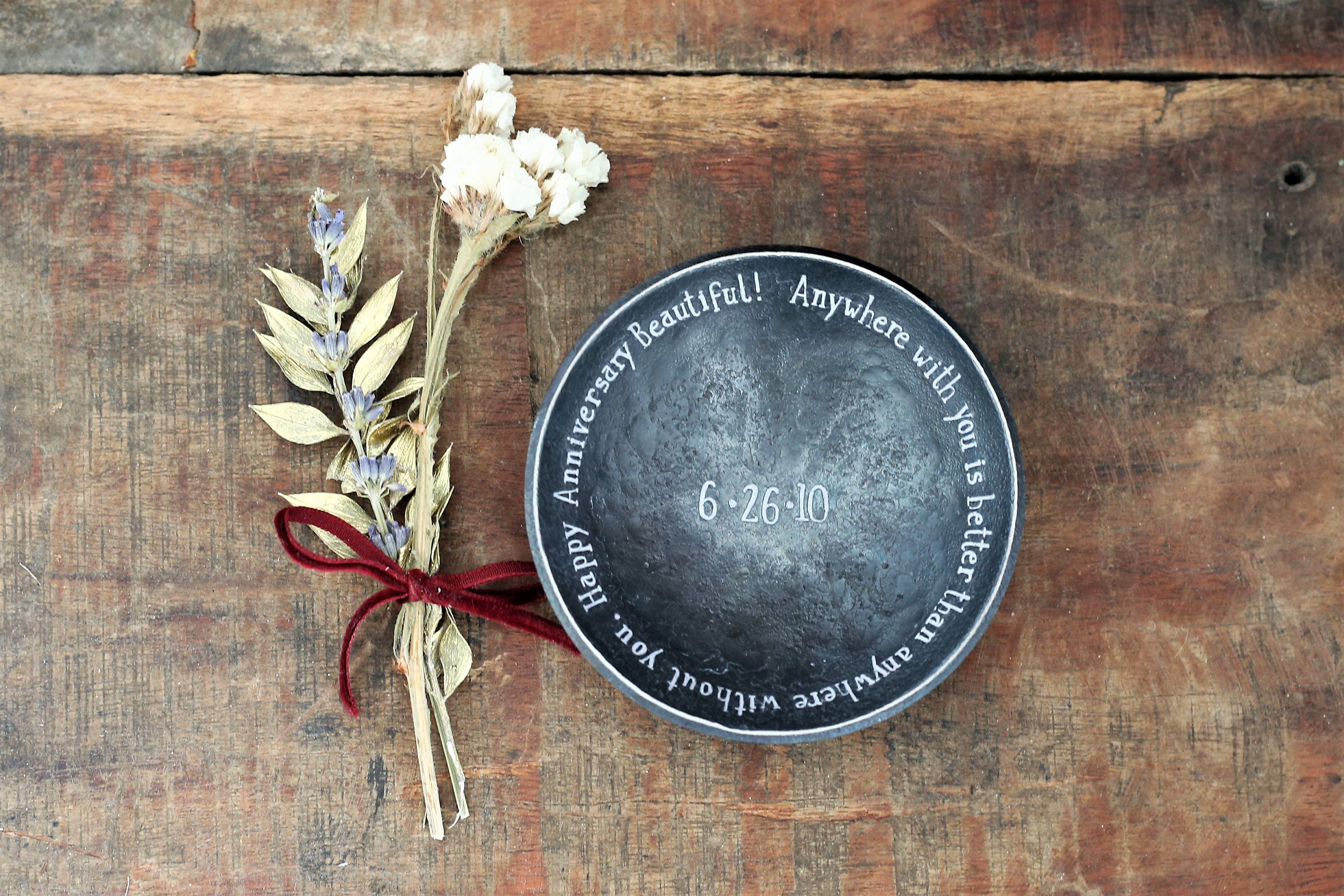 Iron Bowl - 6Th Anniversary Gift For Wife Small Jewelry Bowl Wedding Ring Dish Her Custom Engraved 1