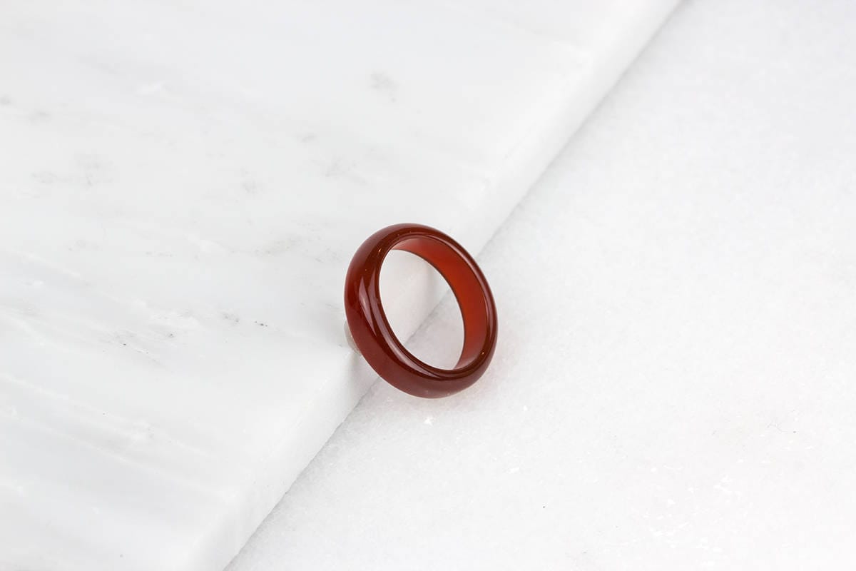 Red Carnelian Ring/ Agate Stone Band/ Gemstone Ring
