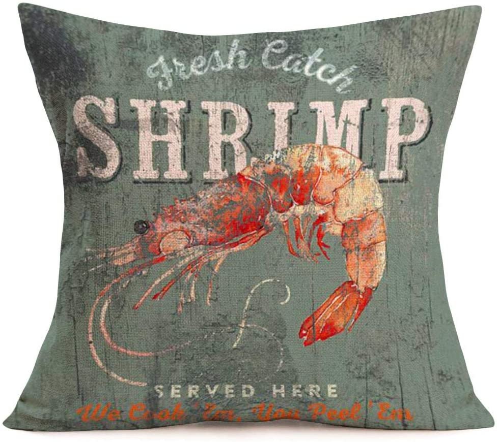 Fresh Catch Louisiana Shrimp Rusticthrow Pillow Case Wood Background Home Decor Pillowcase Cotton Linen Farmhouse Boil Seafood Decorative