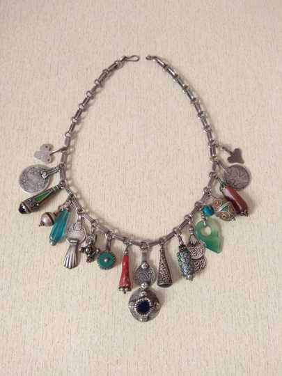 Antique Silver Berber Necklace From Morocco With Old Pendants, Necklaces, Moroccan Jewelry