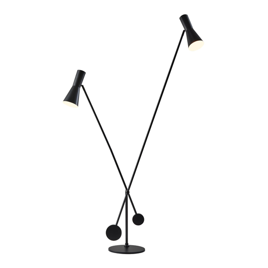Black Metal 2 Light Adjustable Bond Floor Lamp by World Market