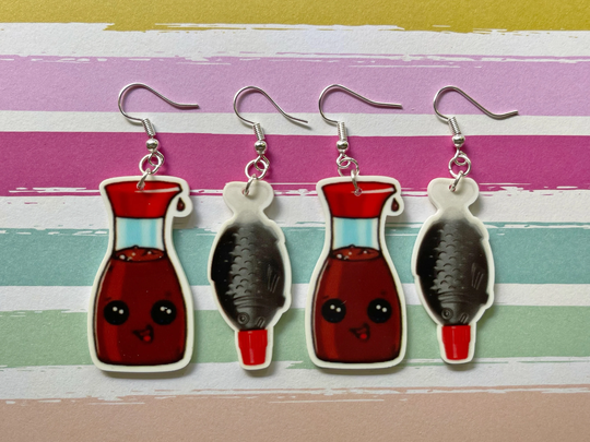 Soy Sauce Earrings Sushi, Japanese, Seafood, Food Earrings, Gifts For Her/Him/Them