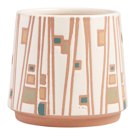 Tapered Abstract Geometric Ceramic Planter: White by World Market