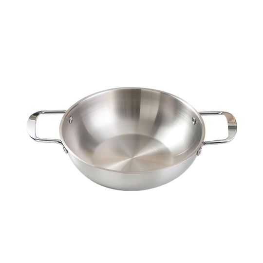 Noodle Pan Convenient Double Handle Design Stainless Steel Frosted Thick Ramen Pan for Kitchen - silver, m