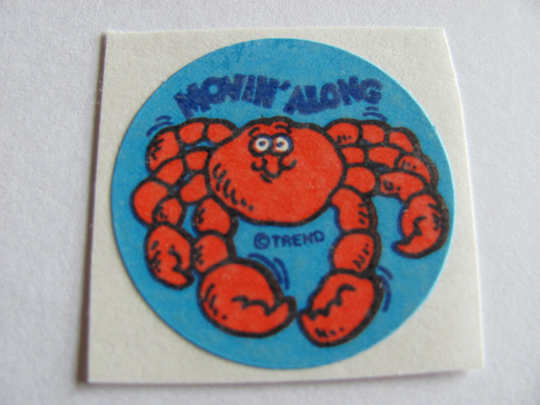 Vintage Trend Matte Crab Scratch & Sniff Sticker - 80's Unique Retro Gift Movin' Along Sea Seafood Scented Collectible