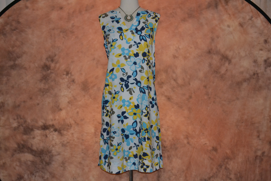Y2K Flax Linen Blend Dress Floral Printed Women's M & S Marks & Spencer Midi Sleeveless Casual Day Long