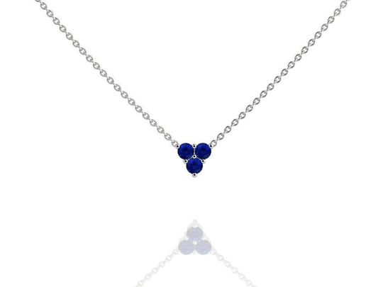 Platinum Sapphire Layering Necklace, Minimalist Cluster Necklace Pendant, Women's September Birthstone Jewelry, Lab Grown Blue