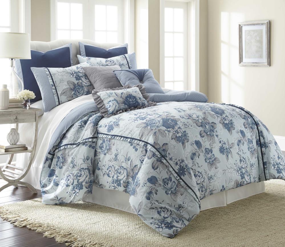 Amrapur Overseas Floral farmhouse comforter set Multi Multi Reversible King Comforter (Blend with Polyester Fill) | 38EBJQCF-FFM-KG