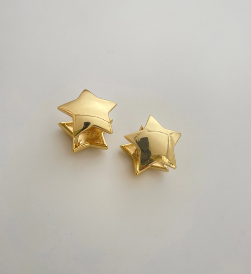 Sterling Silver Gold Star Hoop Earring Endless Hoops Huggies Simple Earrings 15mm