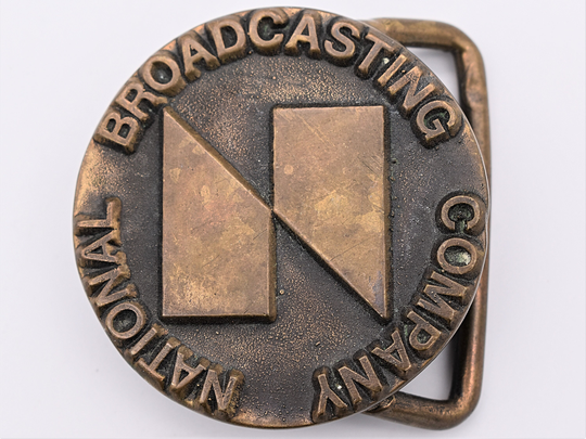 Nbc National Broadcasting Company Media Tv Channel Network News Station Solid Bronze Vintage Belt Buckle