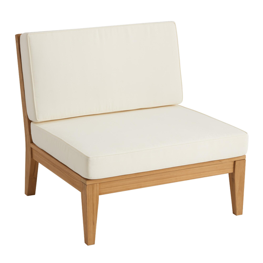 Natural Teak Somers Modular Outdoor Patio Sectional Armless Chair - Wood by World Market