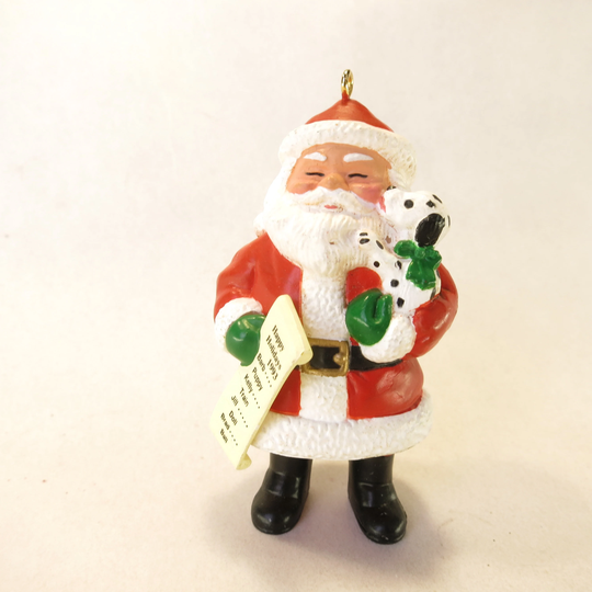 Vintage Santa Dalmatian & List Christmas Ornament