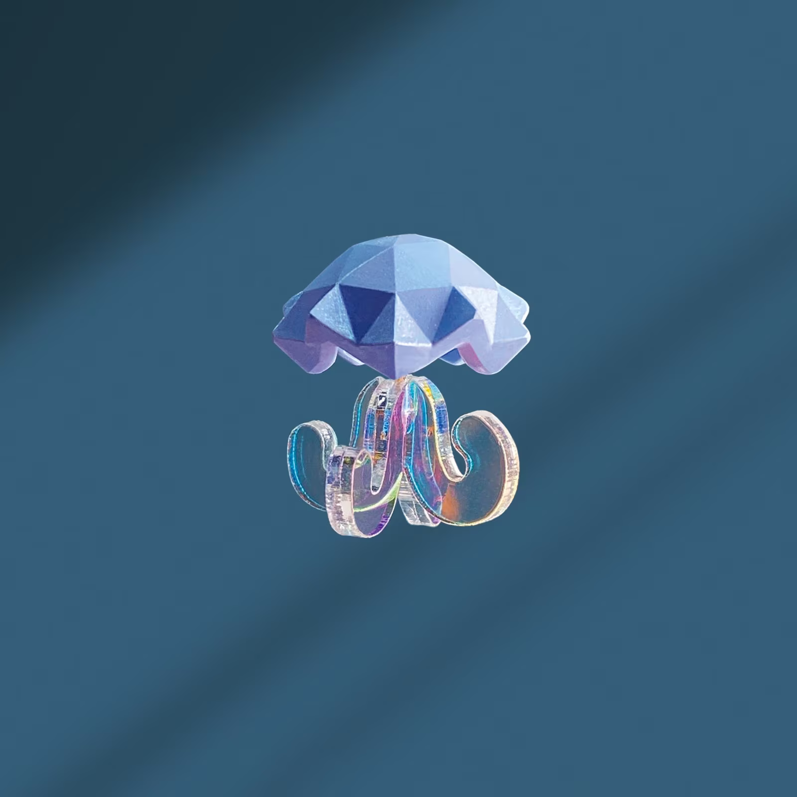 Asymmetrical Iridescent Jellyfish Earrings Pixelated Animals Jelly Fish Earrings/Clips