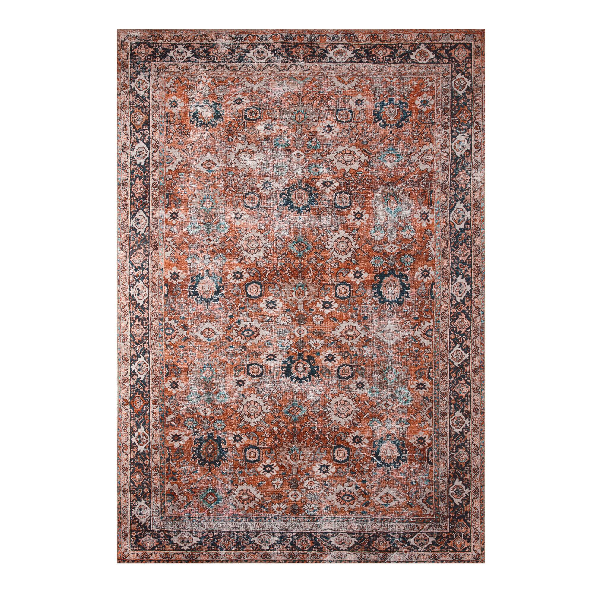 Rust Distressed Persian Style Savannah Area Rug - Polyester - 8' x 10' by World Market