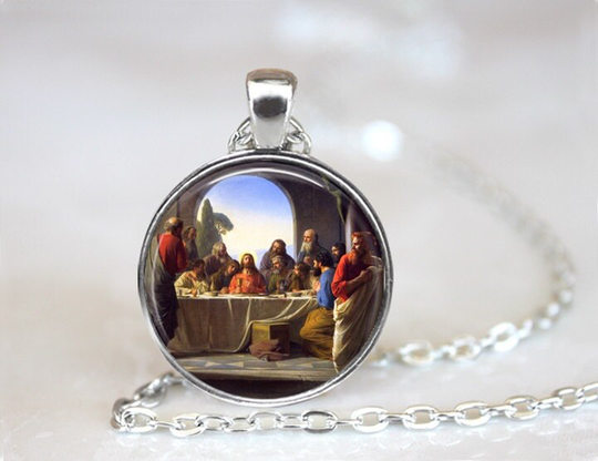 The Last Supper Carl Bloch Painting Glass Pendant, Photo Necklace, Keychain, Jewelry