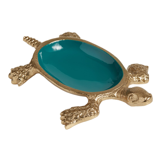 Gold Metal and Green Enamel Turtle Trinket Dish by World Market