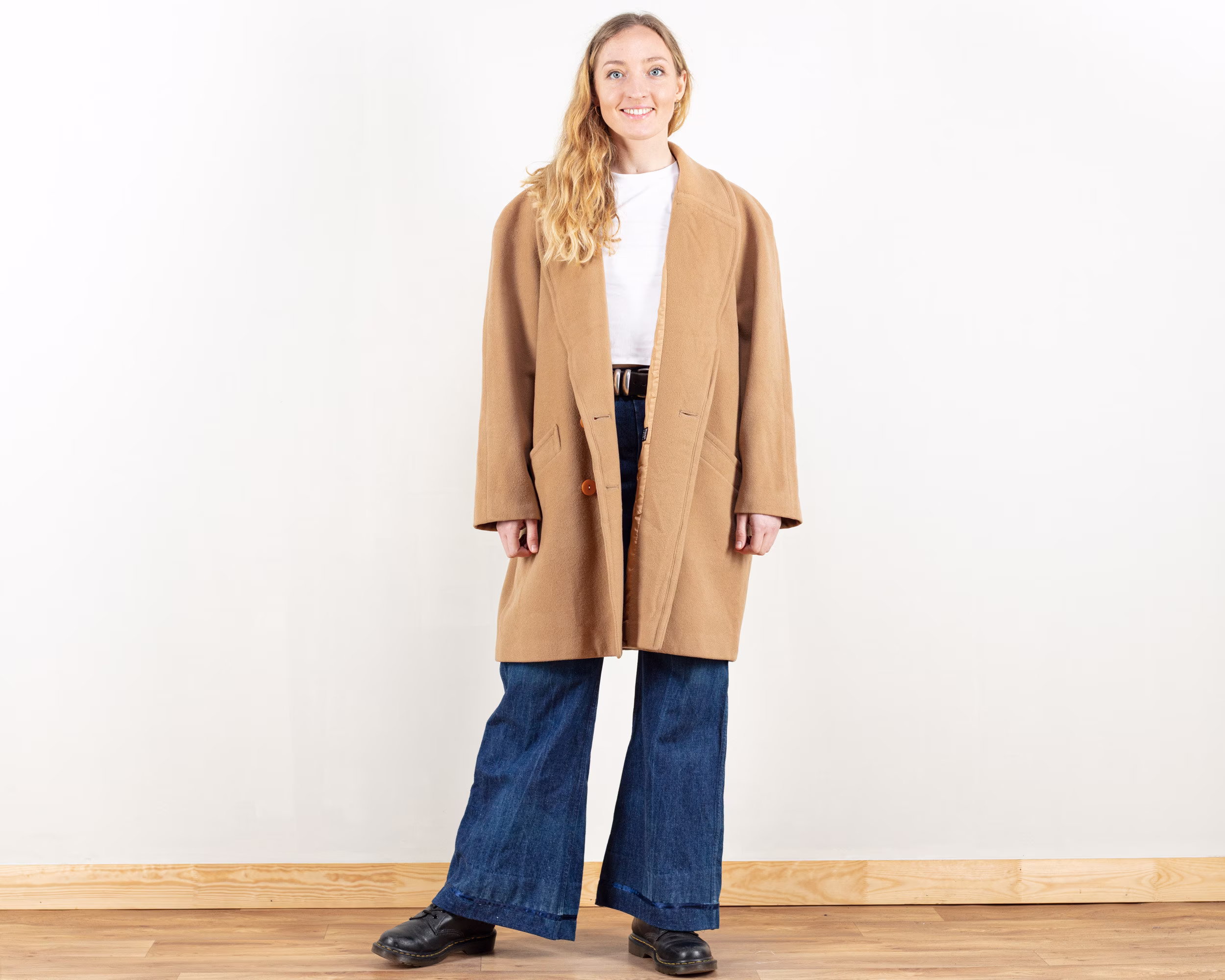 Brown Wool Coat Vintage 90S Brown Wool Blend Coat Oversized Winter Women Outerwear Retro Clothing Size Extra Large