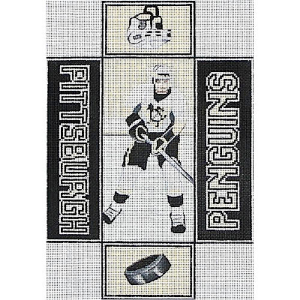 Needlepoint Handpainted Canvas Pittsburgh Penguins Amanda Lawford Brick Cover Nhl Hockey 13M 9x13 -Free Us Shipping