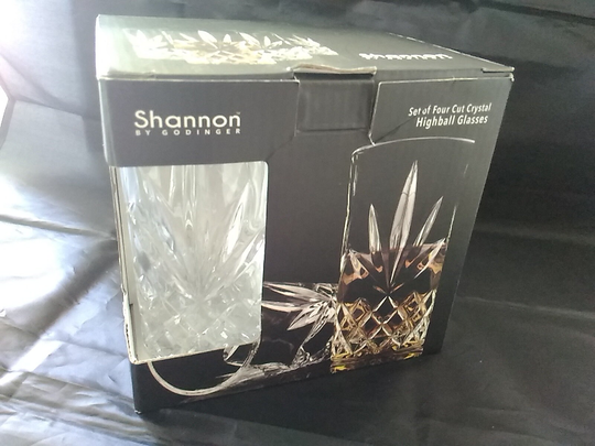Nib 4 Shannon Crystal By Godinger in The Dublin Midnight Pattern 11 Oz High Ball Glasses. Bar 892