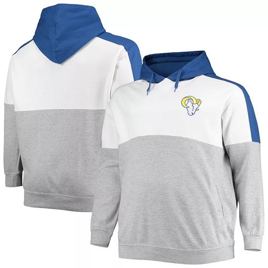 Men's Royal/Heathered Gray Los Angeles Rams Big & Tall Team Logo Pullover Hoodie, Size: 4XB, Blue