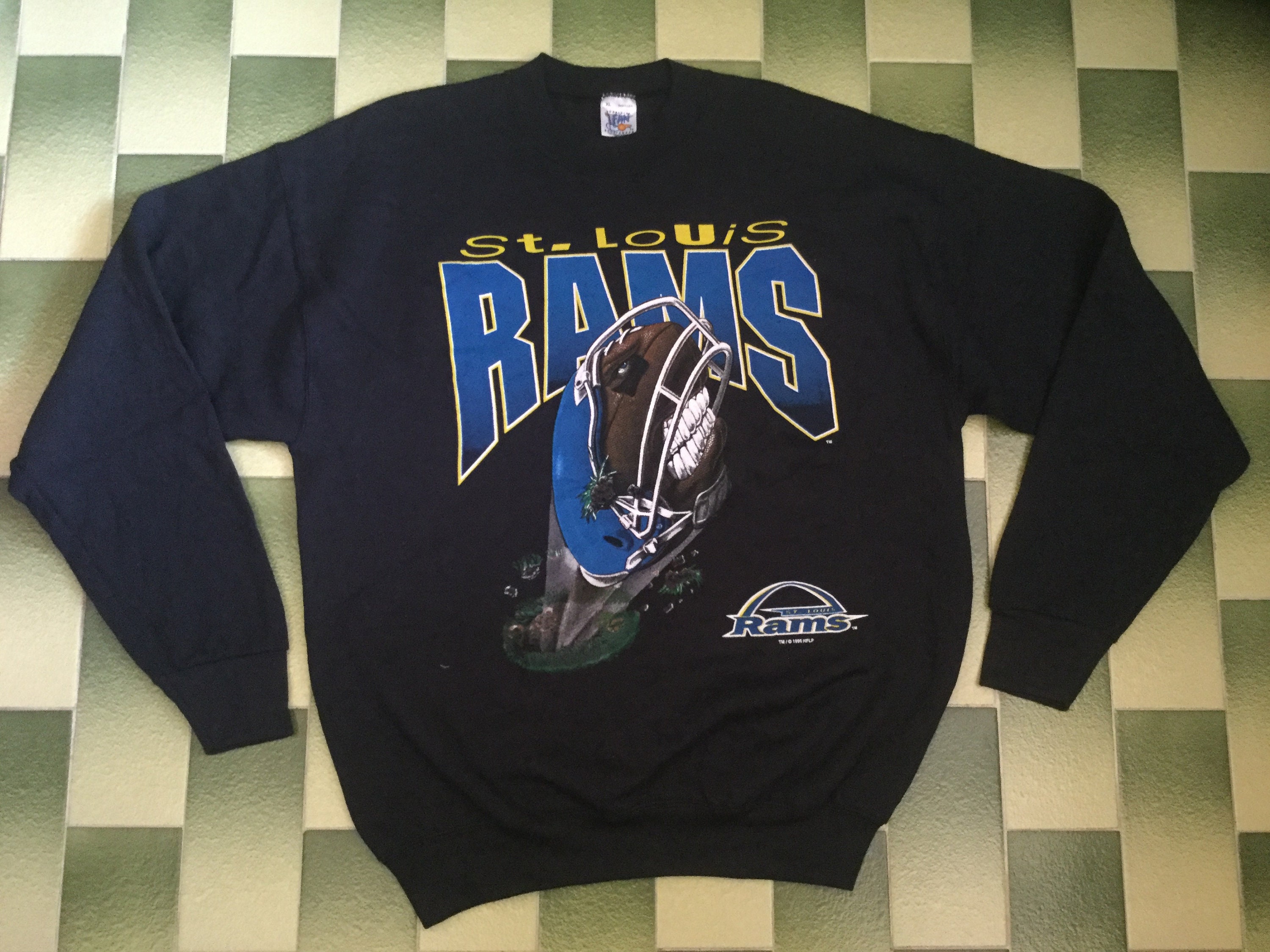 Vintage 1995 Nfl St Louis Rams Sweatshirt American Football Pullover Size Xl Made in Usa