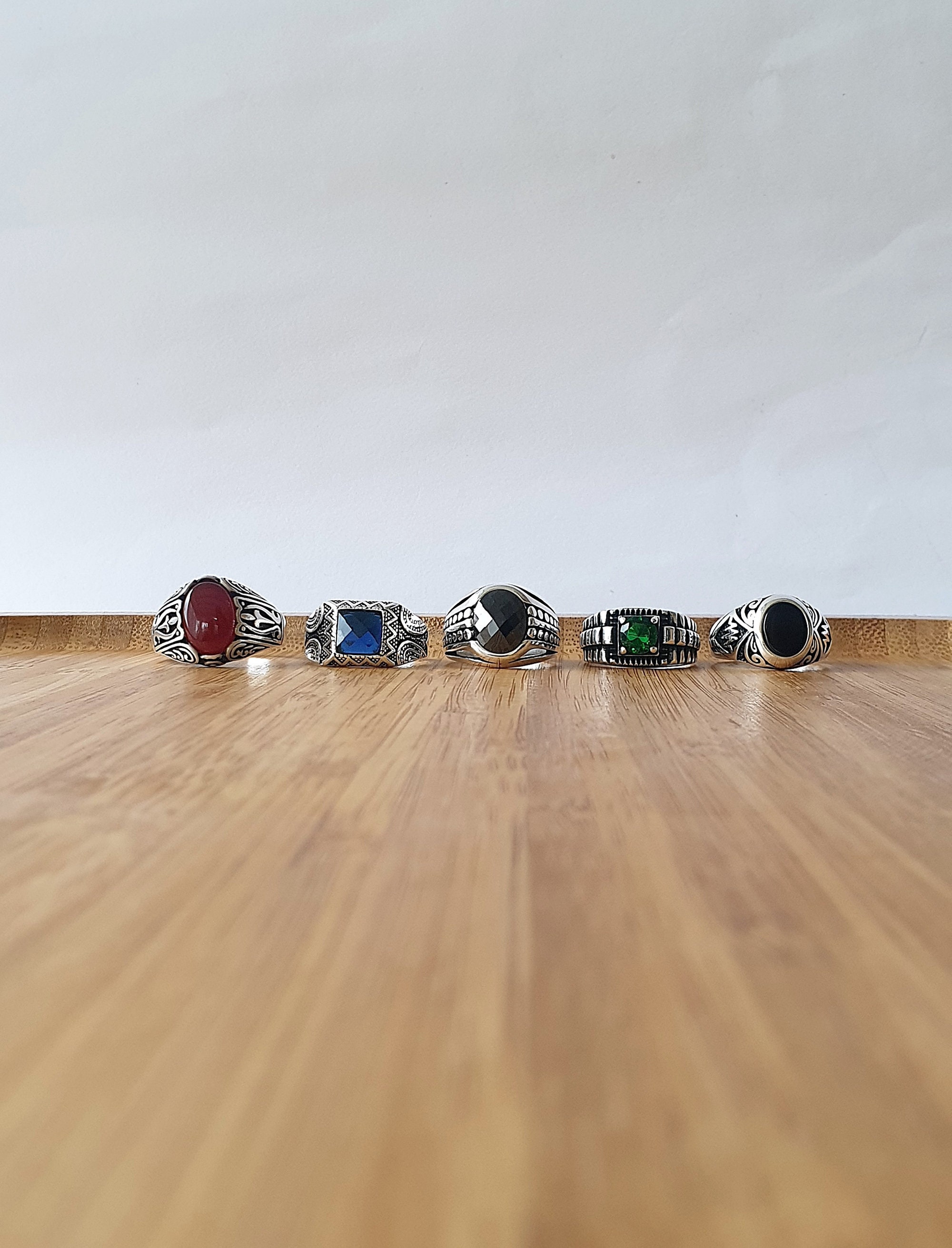 925 Sterling Silver, Handmade Rings, Agate Ring, Sapphire Onyx Jade Gemstone Solid Silver Fashion Jewelry