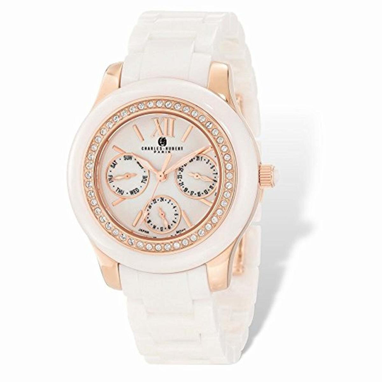 Charles-Hubert, Paris Women's 6810-W Premium Collection Ceramic & Stainless Steel With Swarovski Crystal Watch