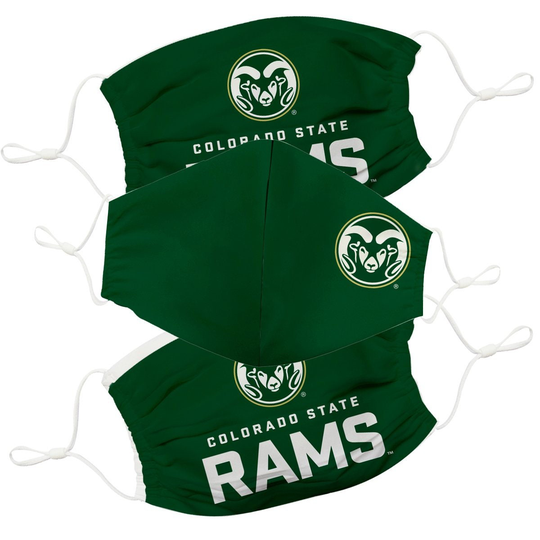 Colorado State Rams Csu Vive La Fete Face Mask 3 Pack Game Day Collegiate Unisex Covers Reusable Washable