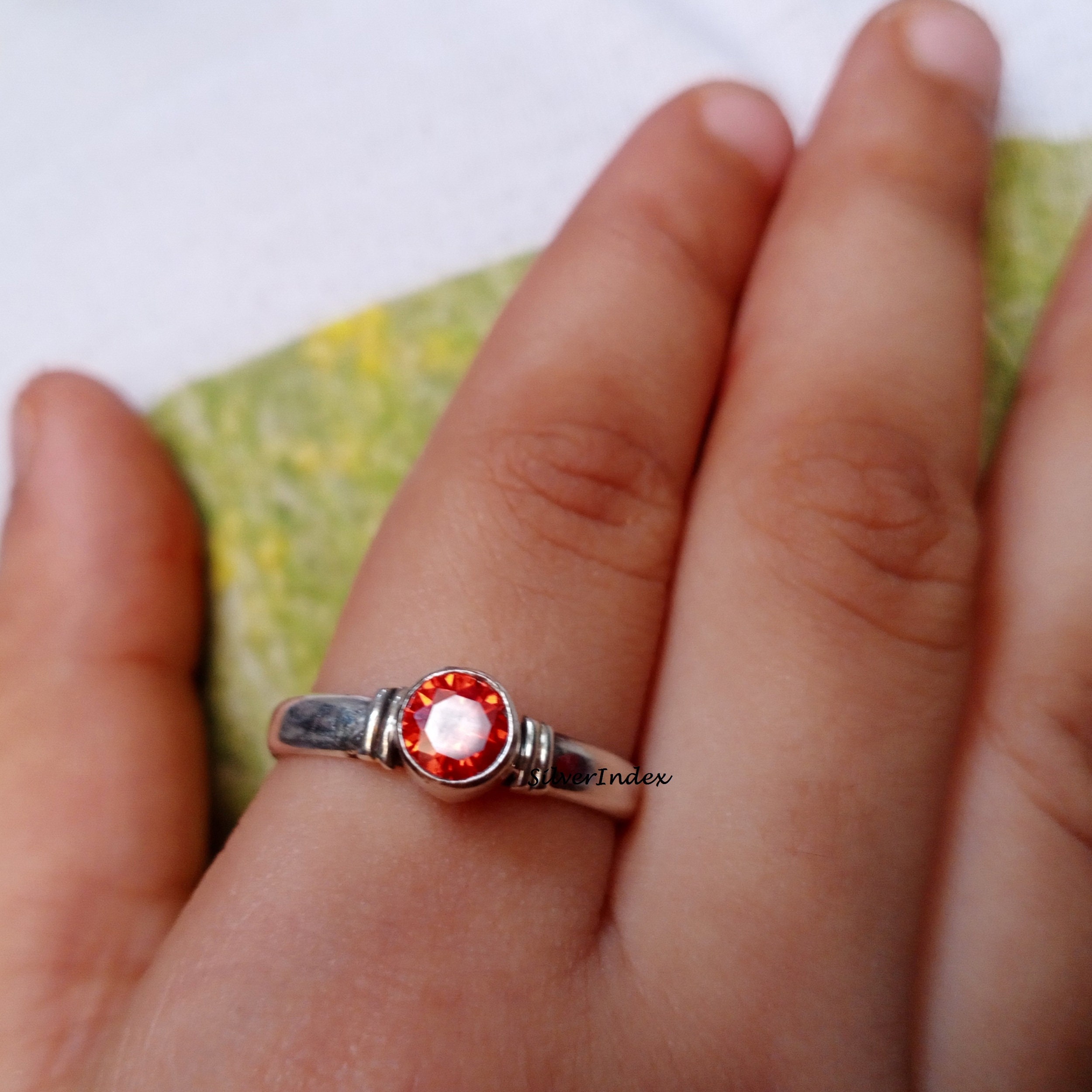 Garnet Ring, 925 Silver Sterling Beautiful Midi Gift Handmade Women Anniversary Engagement Ring