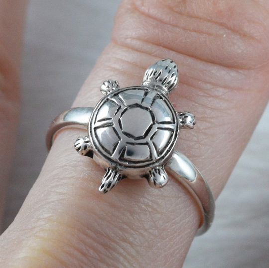 Unique Hawaiian Sea Turtle Ring, Sterling Silver Honu R2388 Birthday Mom Anniversary Valentine Gift