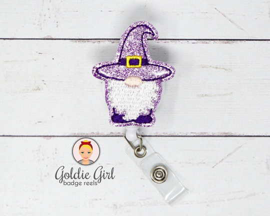 Gnome Witch Badge Reel, Name Badge, Halloween Fall Id Badge Holder, Medical Nurse Retractable